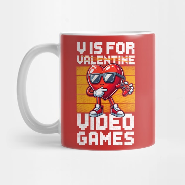 V Is For Video Games Funny Gamer Boys Valentines Day Kids by Rebrand